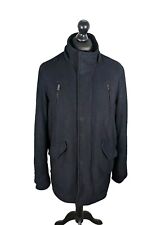 Superdry Super Series Wool Mix Coat Mens Large Navy Blue Quilted Warm