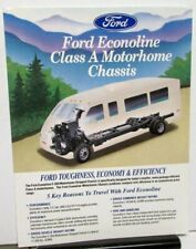 1992 Ford Econoline Class A Motor Home Chassis Dealer Sales Data Sheet RV Camper