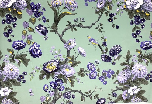 Bird velvet fabric duck egg