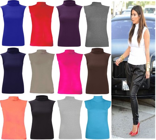 Polo neck top sleeveless - polo, women