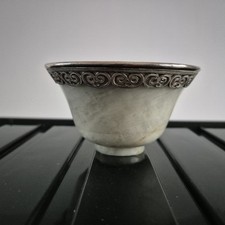 Early Antique Jade Cup With Silver Mounts Some Damage To Its Base