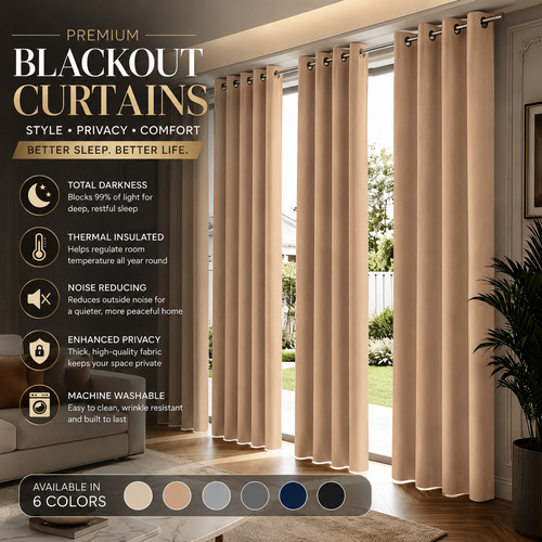 Plain blackout curtains eyelet - plain,