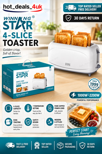 Slice toaster 1200w - 4-slice,