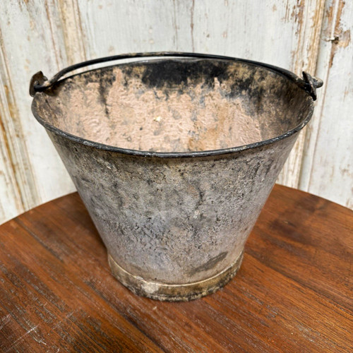 Vintage grey metal bucket - grey,