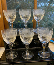 6 x vintage Royal Brierley Crystal Honeysuckle Large Wine Glasses (see more)
