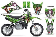 Dirtbike Graphic Stickers + #PLT Decals for Kawasaki KLX110 2010-2024 Tsunami G