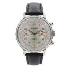 Vintage Wakmann Men's Chronograph Wristwatch Landeron 149 France Steel Serviced