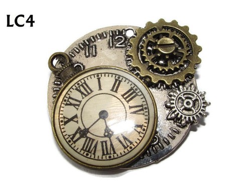 Steampunk brooch badge pin - badge,