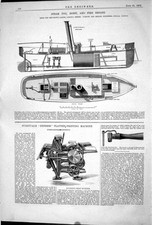 Antique Print 1872 Steam Tug