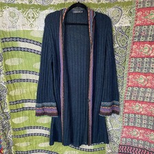 Peruvian Connection Dark Teal Alpaca Blend Long Cardigan Size Extra Large