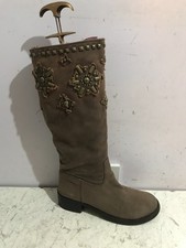 Ash size 4/ 37 womens canvas calf high brown boots shoes - PG