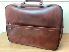Antler Retro Briefcase Satchel Faux Leather 70s 80s Brown Props