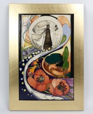 MOORCROFT ART POTTERY 'STARS AT DAWN' GILT FRAMED WALL PLAQUE BY EMMA BOSSONS