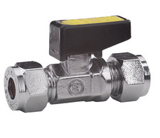 15mm x 10mm GAS LEVER VALVE COMPRESSION ISOLATOR ISOLATION CHROME TAP OFF