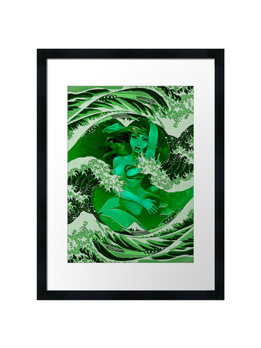 Mermaid wave framed wall - framed,