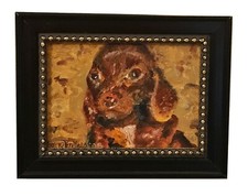 Mini Doxie Puppy, Original Oil