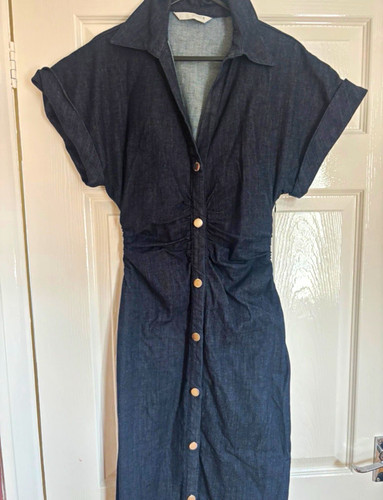 Zara blue denim button - zara,
