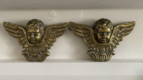 Antique solid brass cherub - antique,