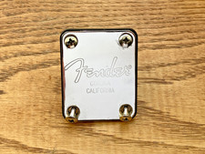 Fender Strat/Bass Corona California Chrome Neck Plate. Incl. 4x Screws + Gasket!