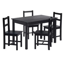 Home Raye Black Dining Table & 4 Black Chairs | Modern Kitchen Dining Room Set