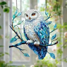 Snowy Owl Blue White Vibrant