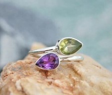 Charming Peridot Topaz Gemstone 925 Sterling Silver Handmade Ring All Size S-41