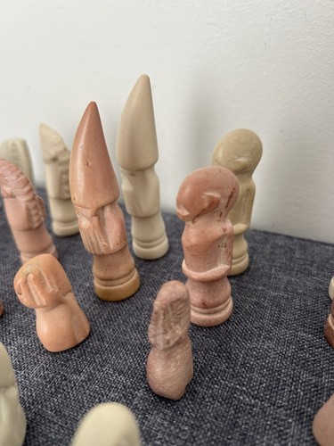 Soapstone carved chess pieces - carved,