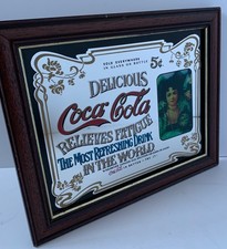 VINTAGE OLD PUB MIRROR COCA COLA ANTIQUE FOOD ADVERTISING BAR PEPSI SODA MANCAVE