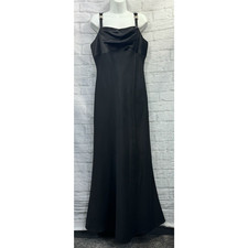 Aspeed Evening Maxi Dress Black Wedding Prom Size XL Draped Back Diamante Straps
