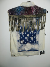 Faith Connexion White Denim  Tasselled Jean Vest Punk Rock  Indie Made In Italy