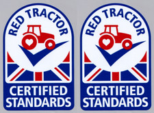 2X 150MM RED TRACTOR CERTIFIED STANDARDS FARMING DECAL VINYL STICKERS