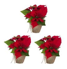 Artificial Poinsettia Red 3 Piece Christmas Star Poinsettia Artificial Flower Decoration