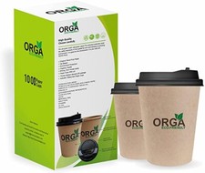 ORGA ECO-FRIENDLY Paper Cups 8 OZ Brown Cup Disposable  Coffee Cups -100 QTY.