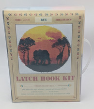 Large Elephant on Safari  Sun Set Latch Hook Rug Kit 52x52cm Never Used