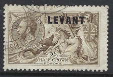 British Levant British Currency 1921 Seahorse 2/6d used S.G. L24