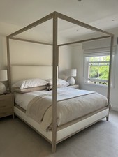 Restoration Hardware FRENCH CONTEMPORARY FABRIC PANEL CANOPY BED Superking