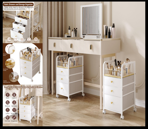 Rolling makeup organizer cart - makeup,