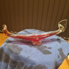 Vintage Mid Century Art Glass Venetian Gondola Boat Ashtray. 29cm.