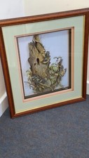 RARE ,large,Ruane Manning 3d decoupage picture DONALD ART 1986 in Shadow Box.