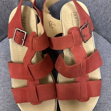 Hotter Verbena Soft Suede Coral Wedge Heel Leather Sandals UK7 STD Holiday SAN12