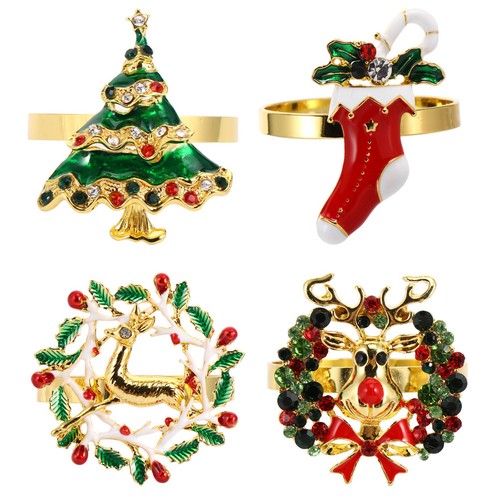 4pcs alloy christmas napkin - 4pcs,