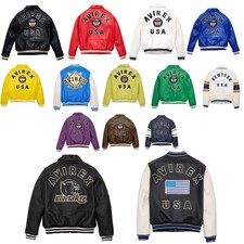 Men’s Avirex USA American Bomber Flight Multicolor Genuine Cow Leather Jacket