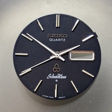 Black Dial And Hands from Seiko Quartz 7546 Silver Wave 28.5mm for 4pm crown