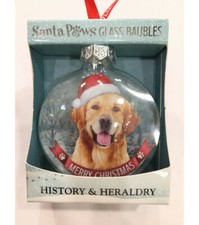PAIR of Golden Retriever Christmas Tree Decoration Gift/Present Bauble Glass