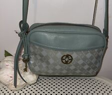 Beautiful aqua blue/green fossil handbag shoulder strap bag Used See All Pics .