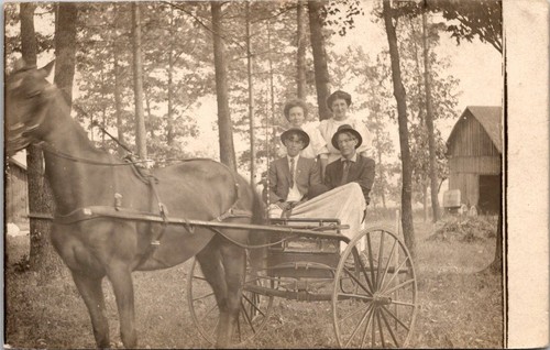 Antique rppc two couples in - antique,