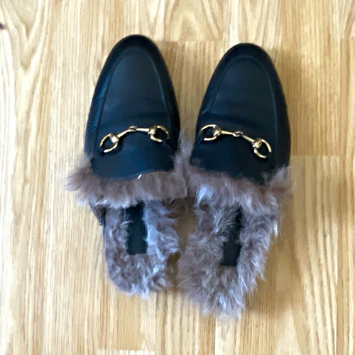 Gucci black leather - leather, mule