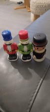 2 Glazed Soilder Salt And Pepper Pots +Home pride Pepper Pot