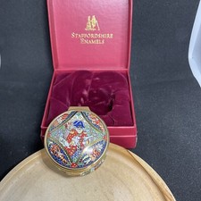 Vintage Staffordshire Enamels Enamel Trinket Box Christmas 2000 4cm Artist Signe