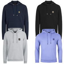 BELSTAFF MENS COTTON FLEECE HOODIE SWEATSHIRT OVERHEAD TOP SOFT TOUCH PATCH LOGO